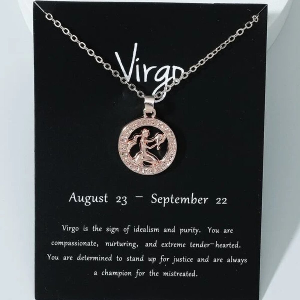 Virgo Zodiac Rose Gold Necklace